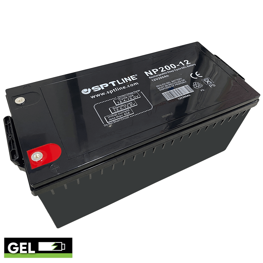 Batería de Gel SPTLINE BAT12V200A – 12V 200Ah – Ciclo Profundo – Sin Derrames – Cero Emisión de Gases