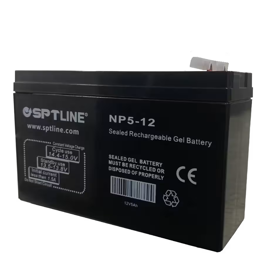 Batería de Gel SPTLINE 12V 5Ah – Sellada – Libre de Mantenimiento – Respaldo para UPS / Alarmas