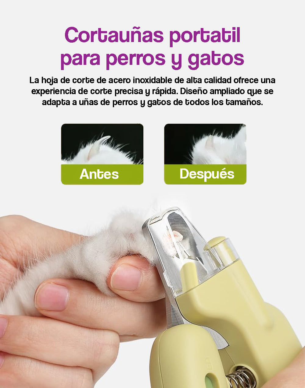 Corta uñas portátil para perros y gatos