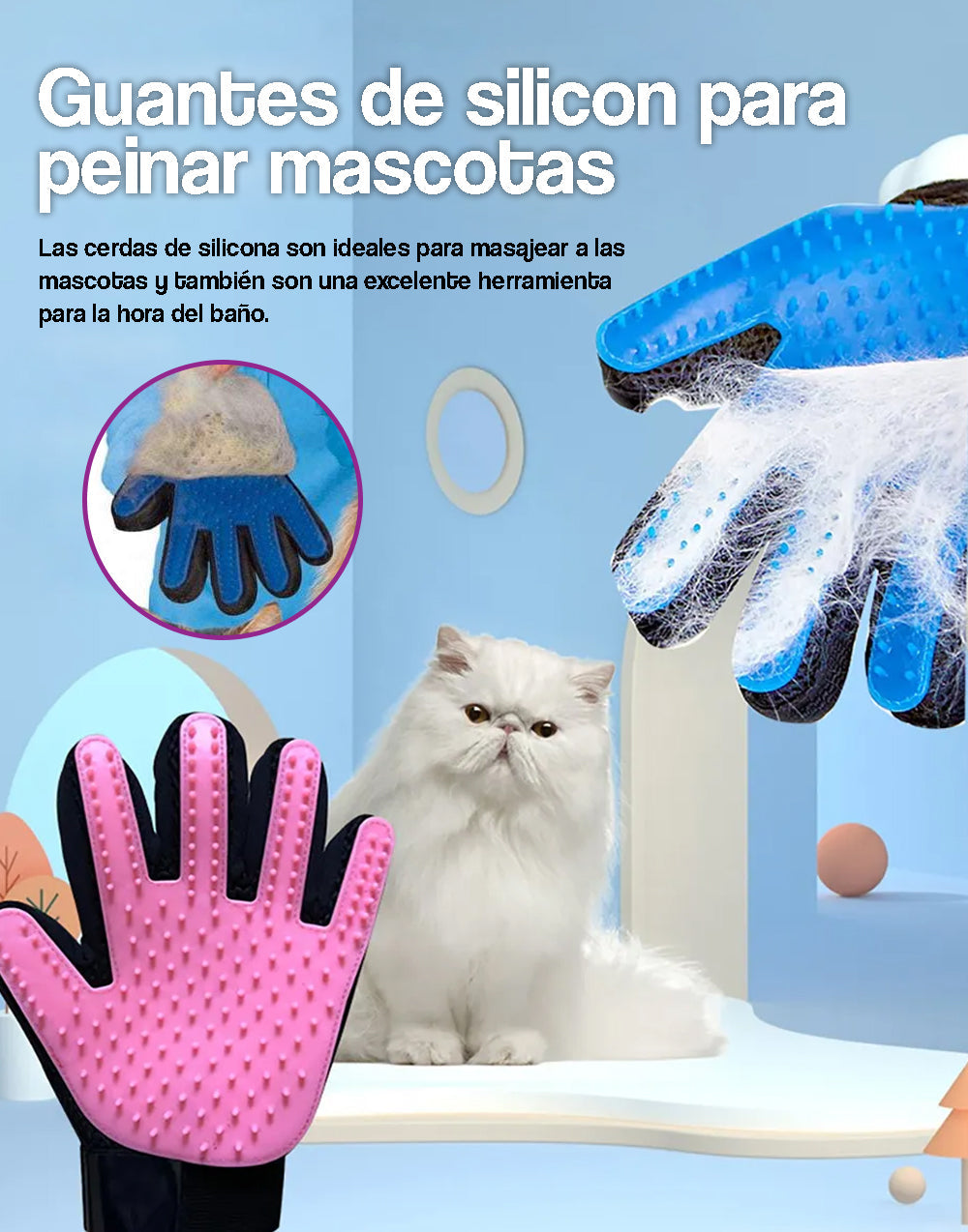 Guantes de silicon para peinar mascotas