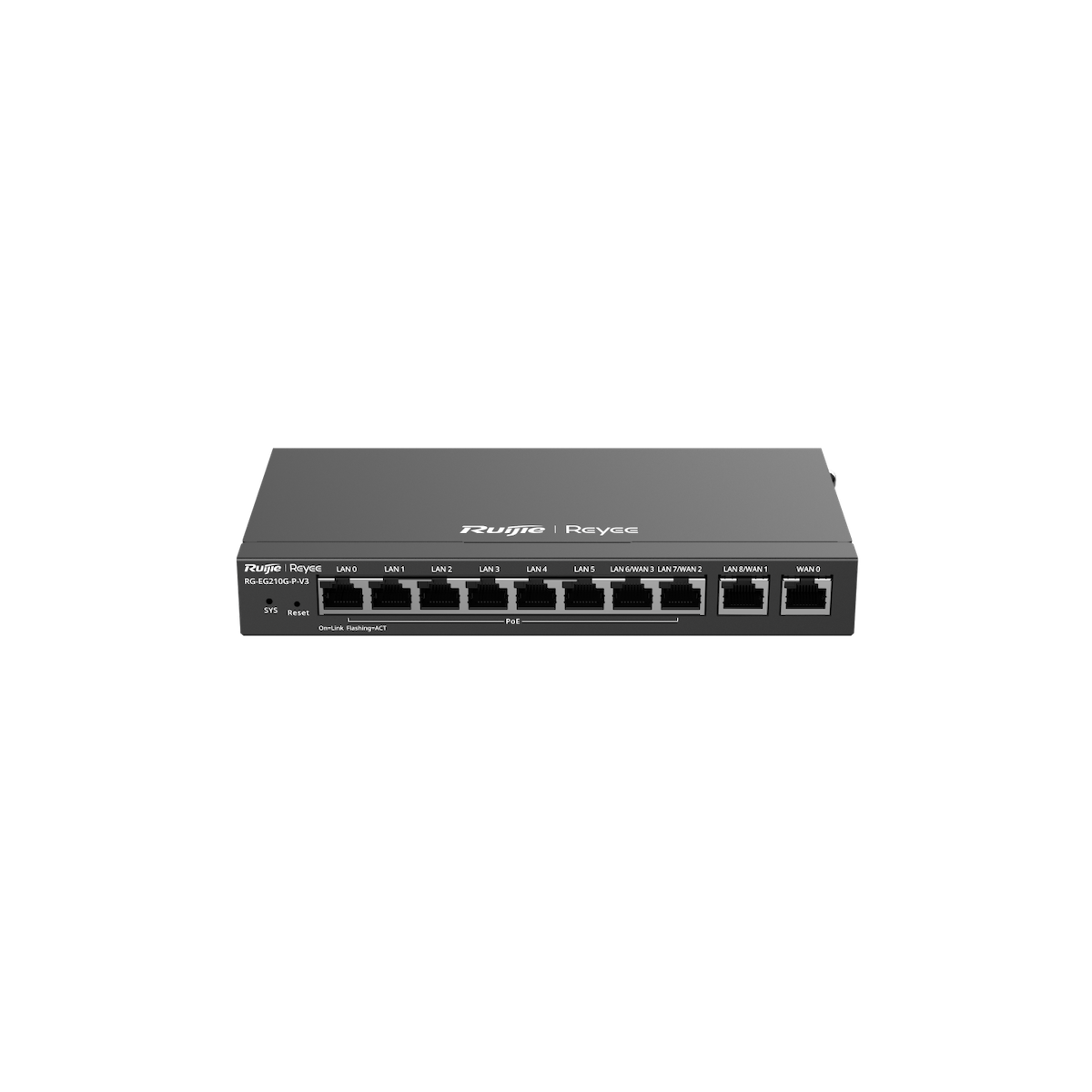 Router PoE Ruijie Reyee RG‑EG210G‑P‑V3 – 10 Puertos Gigabit – 8 Puertos PoE+ – Gestión en la Nube – Multi‑WAN – 200 Usuarios