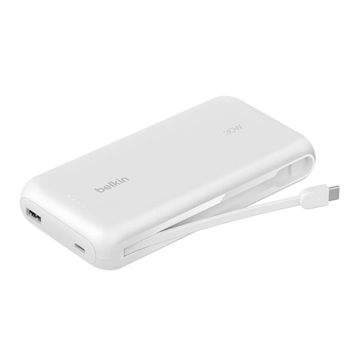 Power Bank Belkin BPB024fqWH 20K con Cable USB-C Integrado 30W Blanco