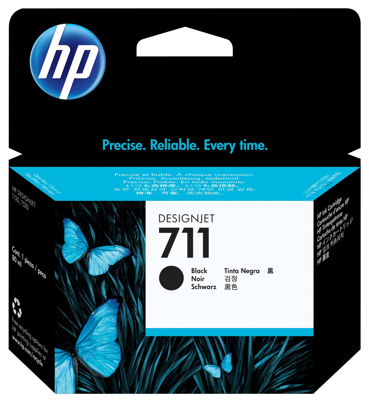 Cartucho de Tinta Negra Original HP 711 DesignJet 80ml