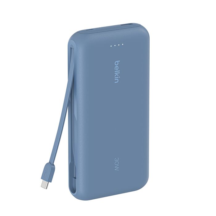 Batería externa Belkin 20K con cable integrado Azul