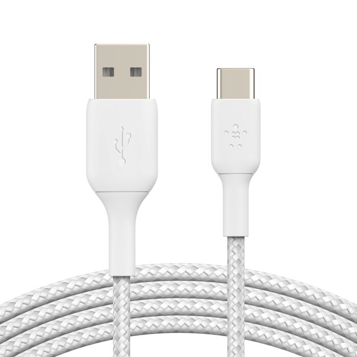 Cable Trenzado Belkin USB-C a USB-A 2M Blanco