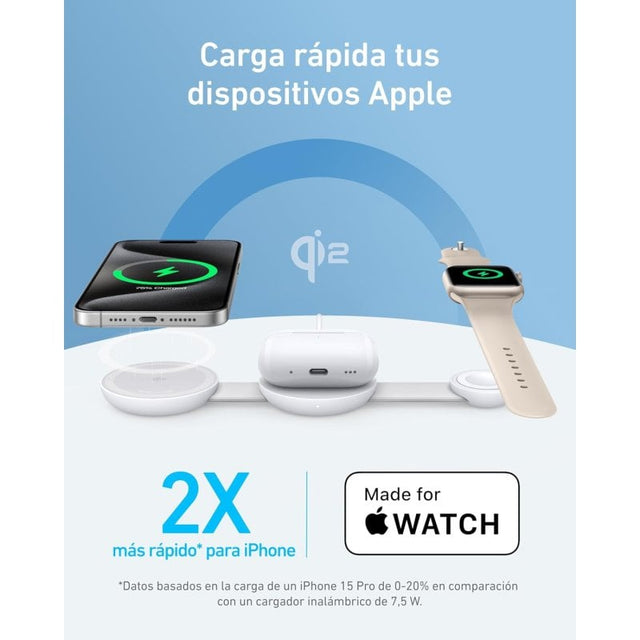 Cargador Inalámbrico Anker MagGo Wireless Charging Station 3-en-1 B25M8H21