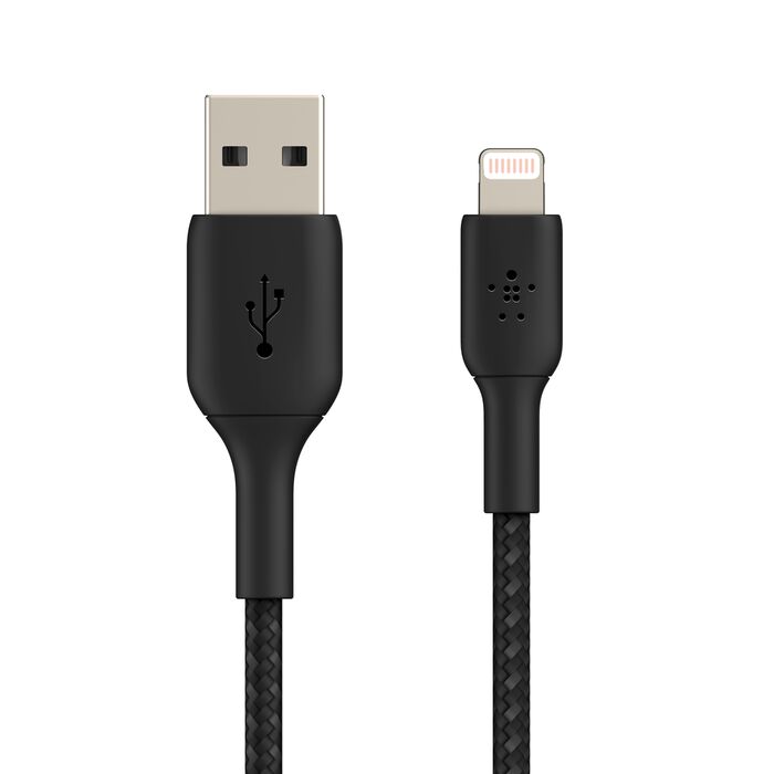 Cable trenzado cargador rápido Lightning a USB‑A – Belkin BoostCharge – 1 m – Negro – CAA002bt1MBK