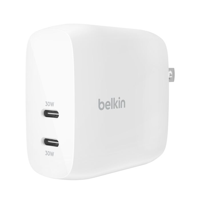 Adaptador de Corriente Belkin WCB010dqWH PPS 60W 2 Puertos USB-C Blanco
