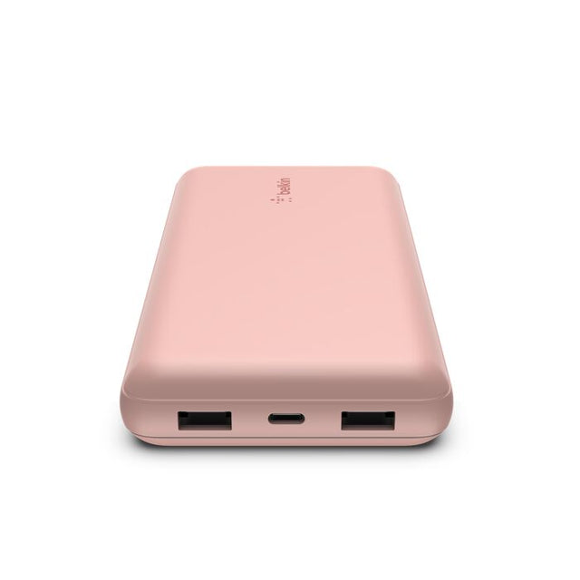 Cargador Portátil Belkin 20000mAh 15W 3A 3 Salidas USB-C/USB Rosado