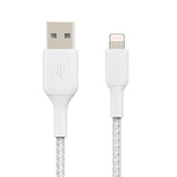Cable trenzado cargador rápido Lightning a USB‑A – Belkin BoostCharge – 1 m – Blanco – CAA002bt1MWH