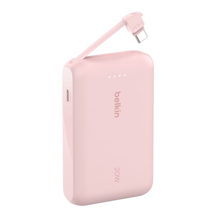 Banco de energía 10K/20K Belkin con cable integrado Rosa