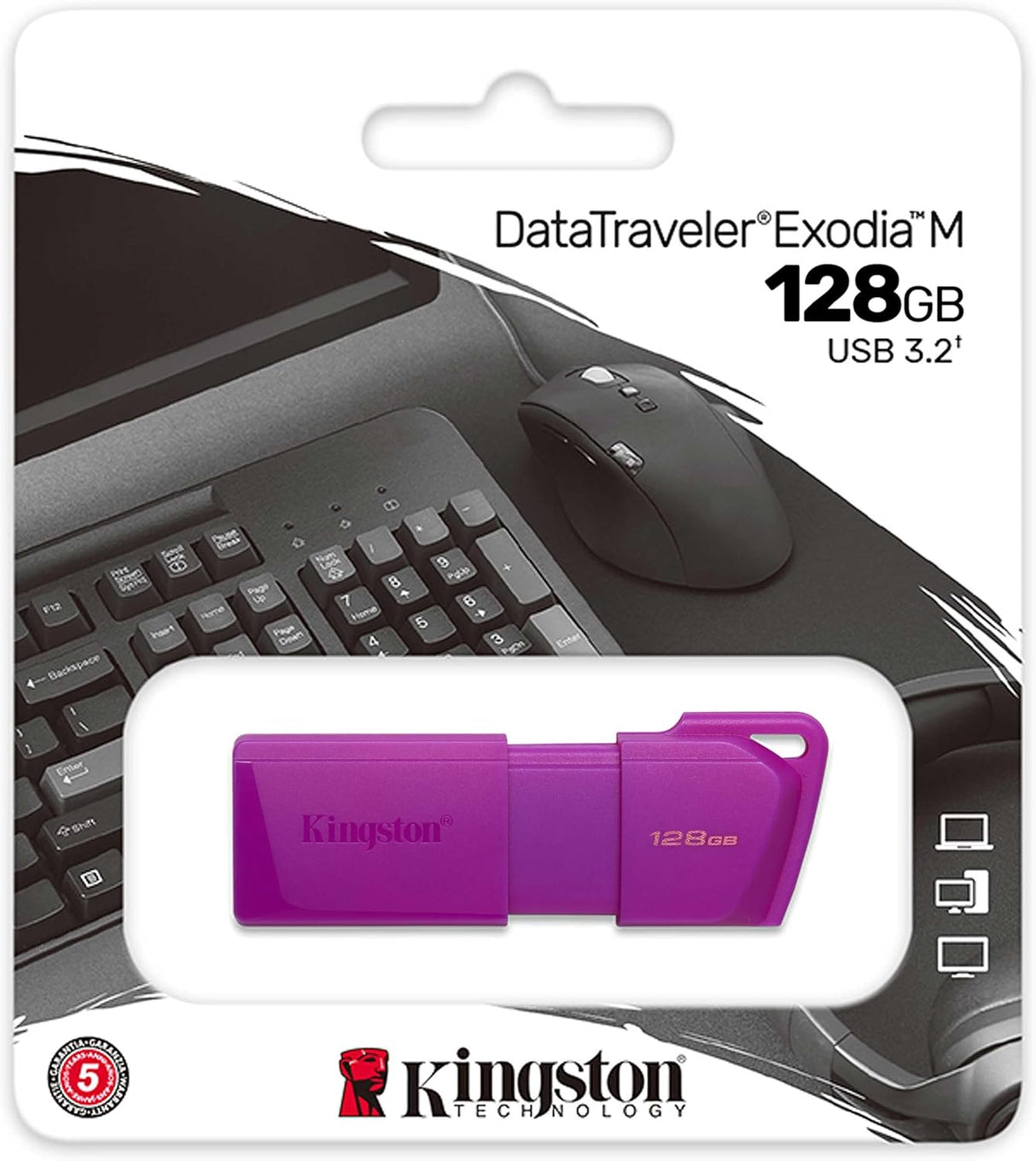 USB Flash Drive – Kingston DataTraveler Exodia NEON – 128GB – USB 3.2 Gen 2 – KC‑U2L128‑7LP – Purple