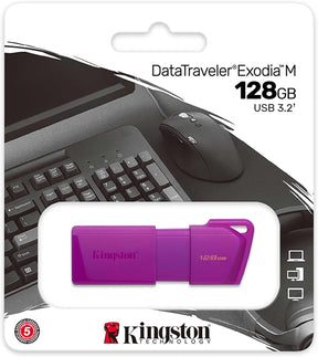 USB Flash Drive – Kingston DataTraveler Exodia NEON – 128GB – USB 3.2 Gen 2 – KC‑U2L128‑7LP – Purple