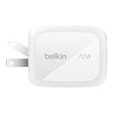 Cargador de pared – Belkin BoostCharge Pro – 3 Puertos – GaN – 70W – USB‑C/USB‑A – Blanco (WCH018dqWH)