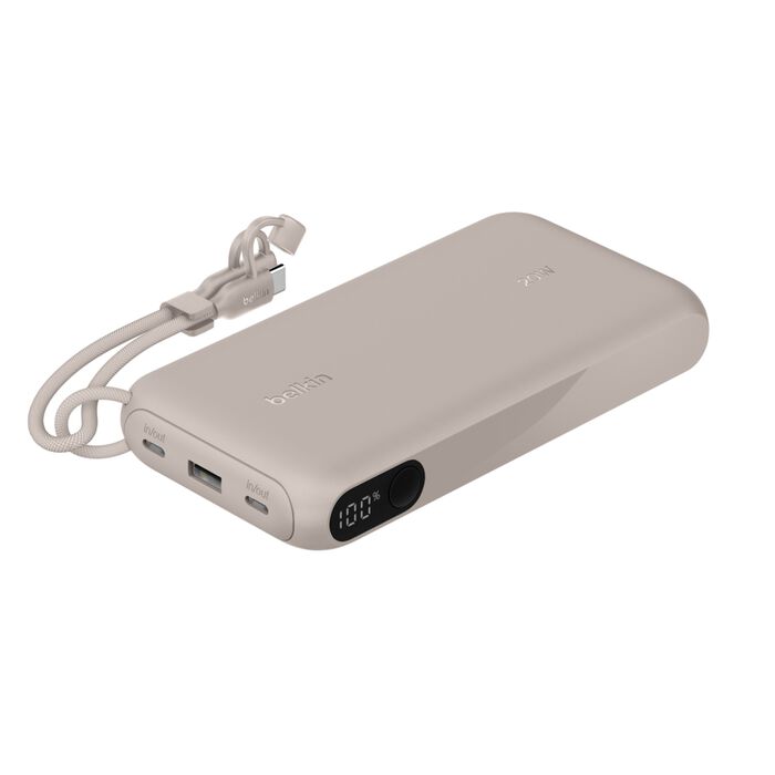 Power Bank Belkin BPB028fqSD, 20W, 20,000 mAh, con pantalla digital – color Sand