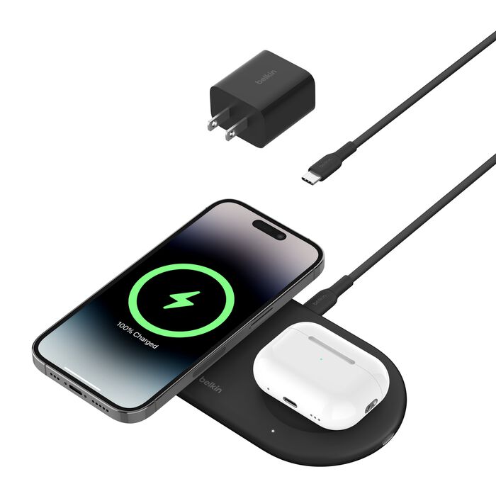 Base Convertible Belkin 15W Lithium Universal QI2 2 en 1 PAD + USB-C 5W
