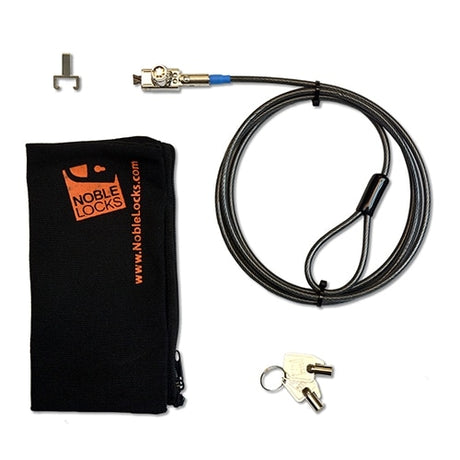 Kit de bloqueo para portátiles – Noble Locks TZ04T Compact Wedge Lock – llave barril – 1.8 m – plata