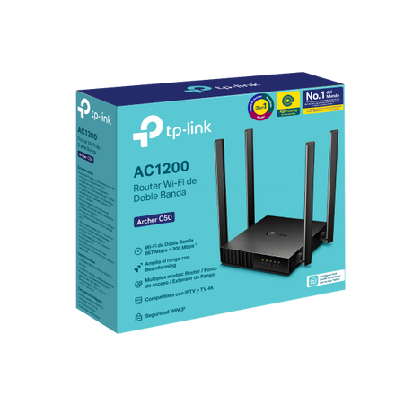 Router Inalámbrico TP‑Link Archer C50 – AC1200 – Doble Banda – V6