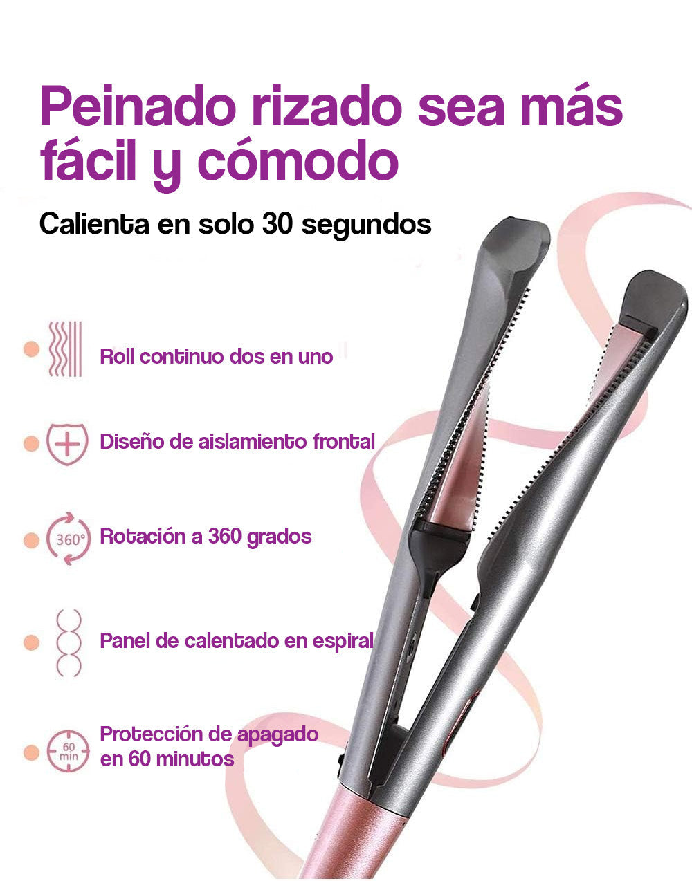 Plancha rizadora  y alisador para cabello