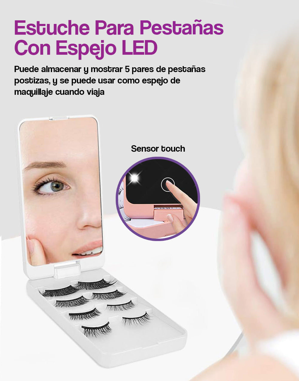 Estuche con espejo LED