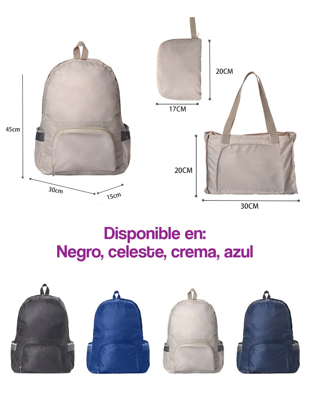 Mochila plegable muntifuncional