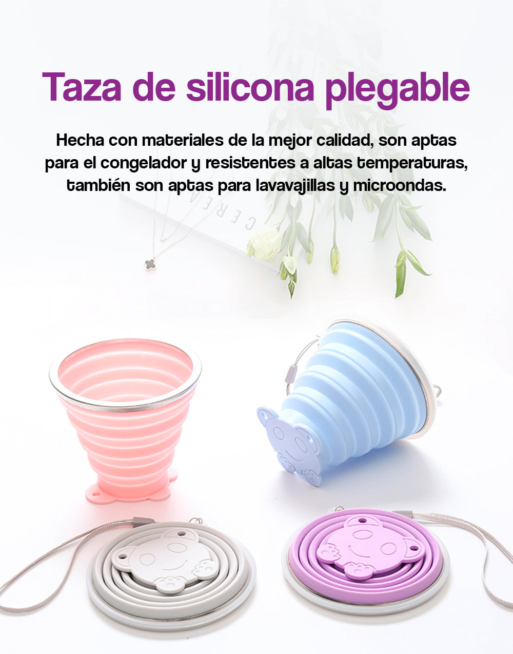 Taza de silicona plegable