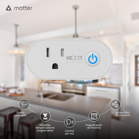 Nexxt Solutions Home – Smart Plug Wi-Fi Matter (Paquete 2) NHP-S611M 2PK
