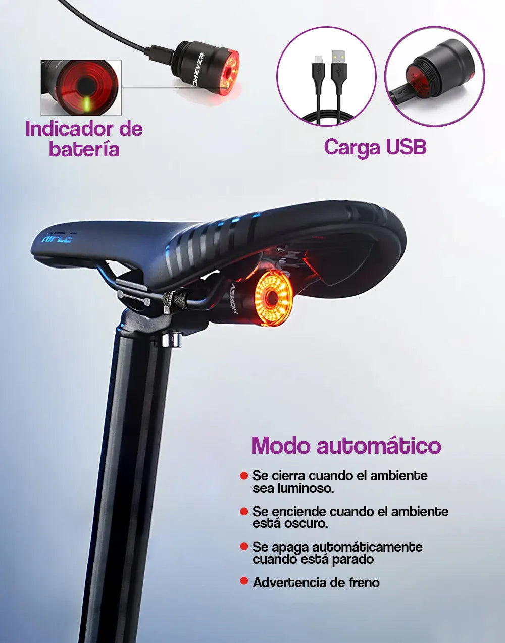 Luz trasera inteligente para bicicleta