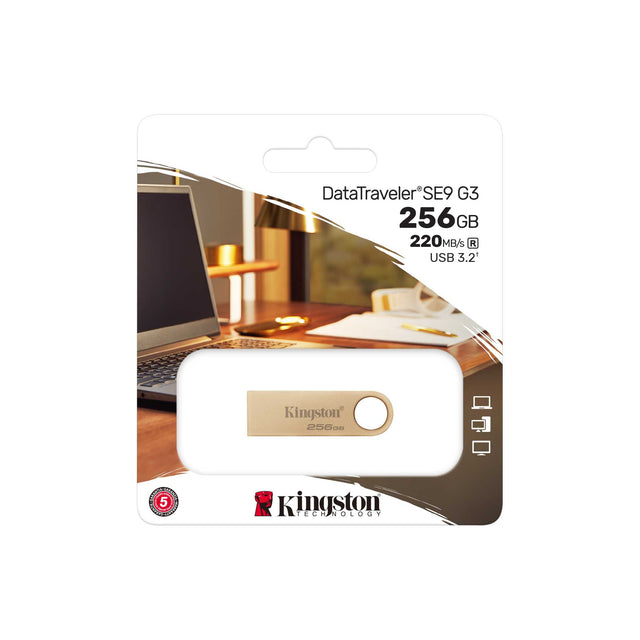 Memoria USB 3.2 Gen 1 Kingston DataTraveler 256GB SE9 G3 para transferencia rápida