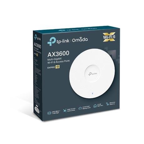 Punto de Acceso Inalámbrico Wi-Fi 6 TP-Link EAP660 HD AX3600 Dual Band Multi-Gigabit – Instalación en Pared/Techo