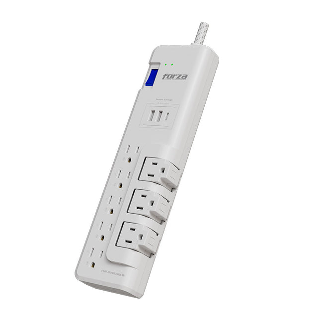 Protector de Sobretensión Forza 8 Tomas 3-ROT 2USB-A/1C 6FT 110/220V