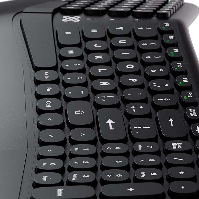 Teclado Alámbrico Evolve Español USB Ergonómico Klip Xtreme Negro