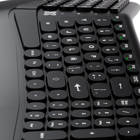 Teclado Alámbrico Evolve Español USB Ergonómico Klip Xtreme Negro