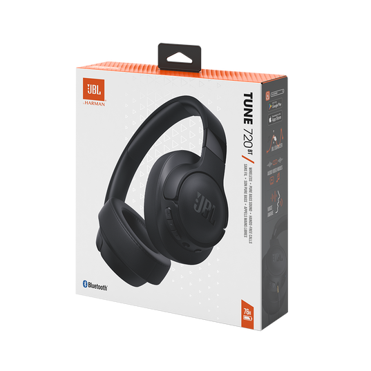 JBL TUNE 720BT - Auriculares inalámbricos sobre la oreja sonido Pure Bass, Bluetooth 5.3, batería de hasta 76 horas de duración y carga de velocidad, diseño ligero, cómodo y plegable. Negro