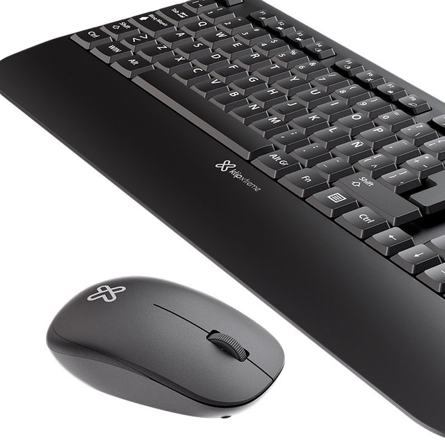 Teclado Inalámbrico KeyRoll Español 2.4GHz Klip Xtreme Combo con Reposamuñecas Negro