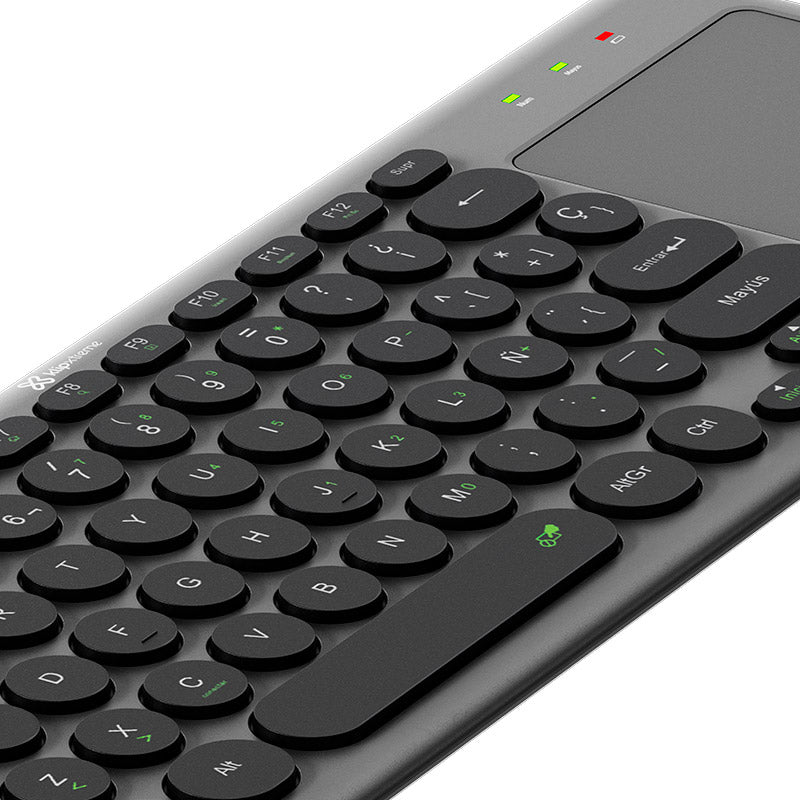 Teclado Inalámbrico Español Dual Bluetooth/2.4GHz con Touchpad Klip Xtreme KeyGlider Gris/Negro