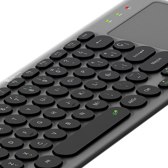 Teclado Inalámbrico Español Dual Bluetooth/2.4GHz con Touchpad Klip Xtreme KeyGlider Gris/Negro