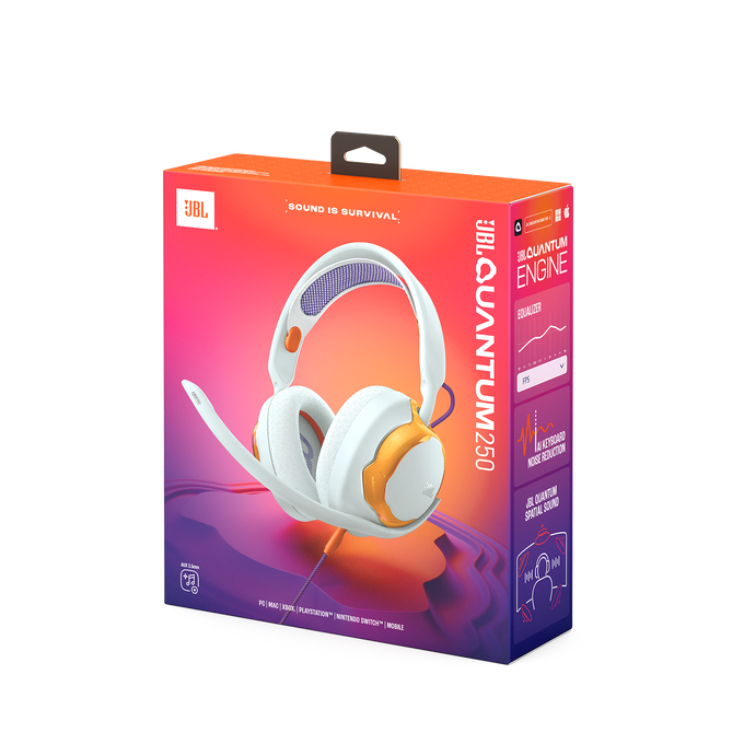 Audífonos Gamer con Micrófono JBL Quantum 250 –  Color Blanco / Sonido Envolvente