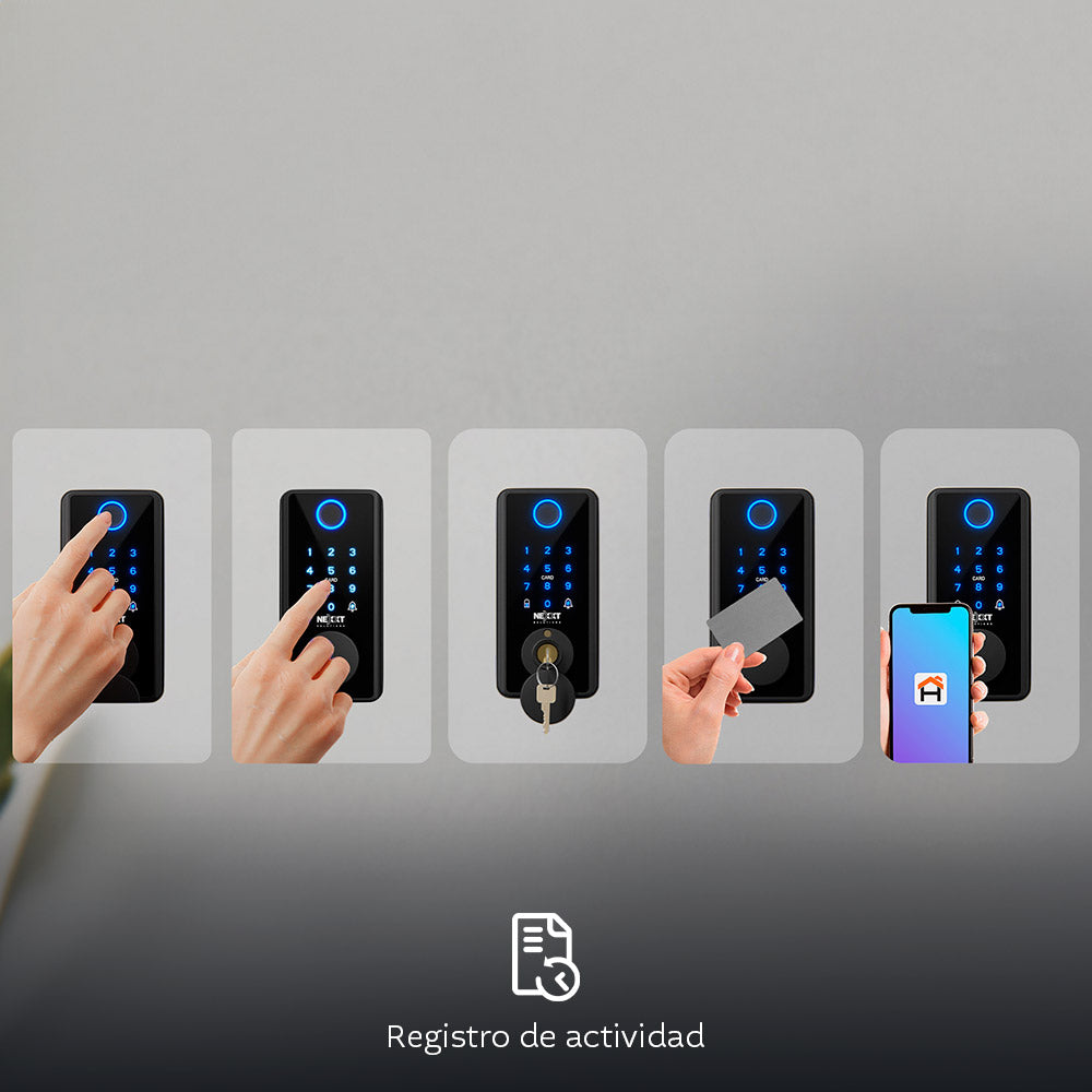 Cerradura Inteligente Nexxt Solutions Home NHS‑D150 BK – WiFi – Huella – PIN – App – Acero Inoxidable – Negro