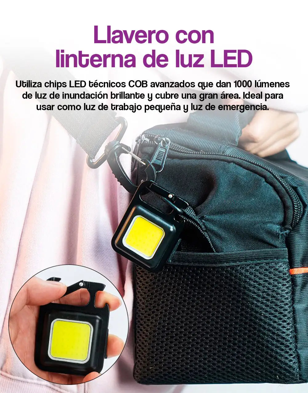 Llavero con linterna de luz LED