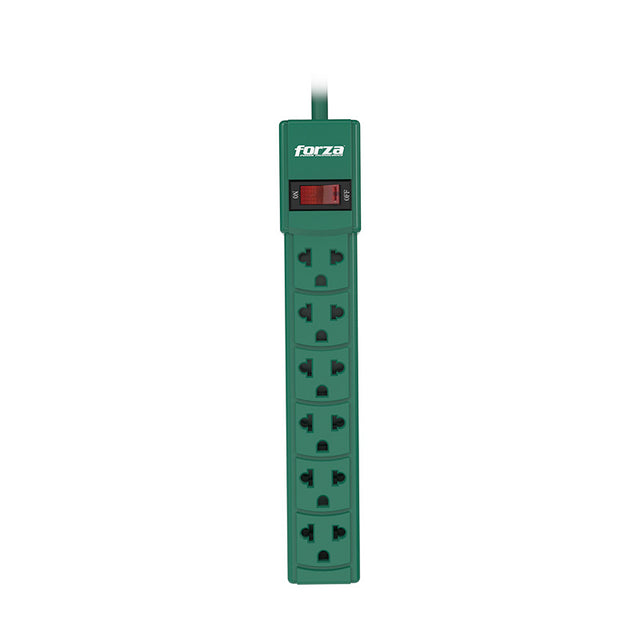 Regleta de corriente – Forza PS‑001G – 6 tomas – color verde – 110/220V