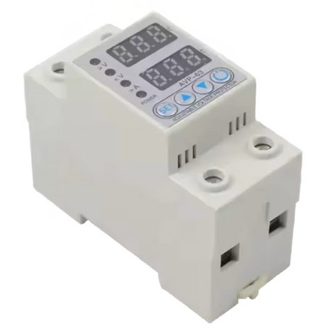 Relé Protector de Voltaje SP-PROTEC AVP-63 – 120V / 63A / Ajuste Manual / Reconexión Automática / 2 Pantallas / DIN