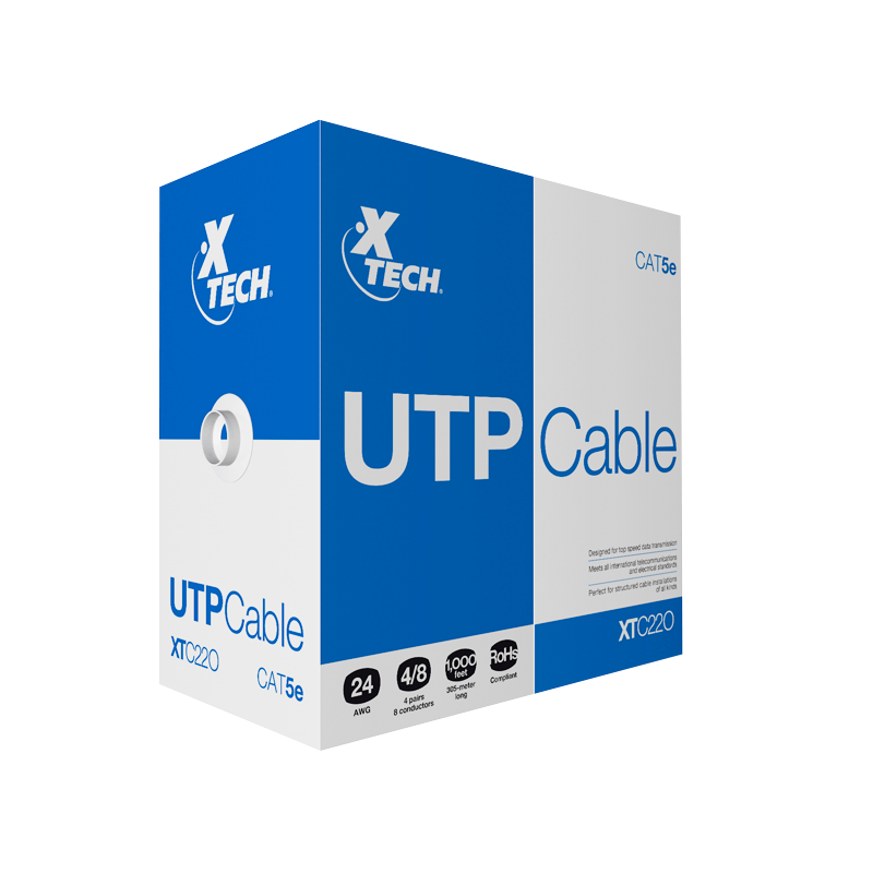 Cable a granel - RJ-45 (M) a RJ-45 (M) - 305 m - UTP - CAT 5e - gris Xtech