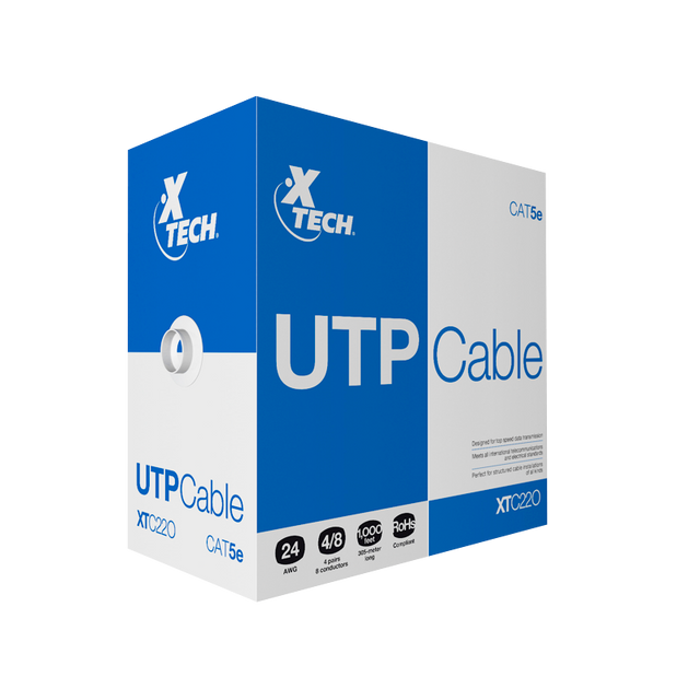 Cable a granel - RJ-45 (M) a RJ-45 (M) - 305 m - UTP - CAT 5e - gris Xtech