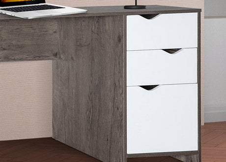 Escritorio para computadora – Xtech XTF‑CD208 – Un nivel con gavetas y gabinete con puerta – Marco de acero negro y superficie color haya