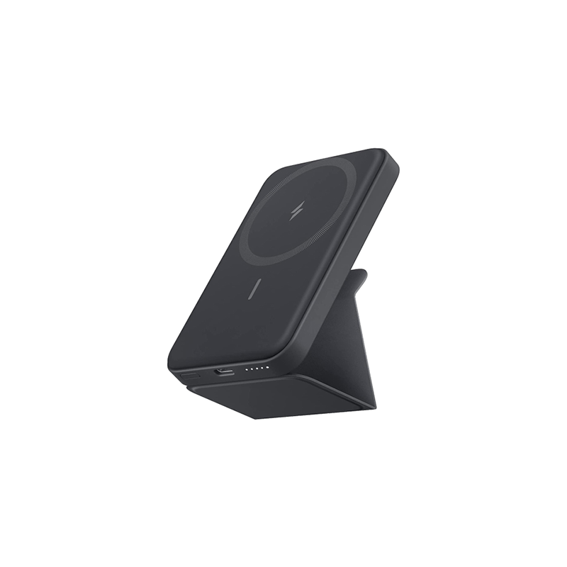 Compra el cargador portátil magnético Anker 622 MagGO (A1614H23) en color Interstellar Gray. Compatible con MagSafe, 5000 mAh, soporte plegable y diseño ultradelgado para carga inalámbrica rápida.