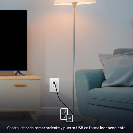 Tomacorriente de pared inteligente con puerto USB y conexión Wi-Fi Nexxt Solutions