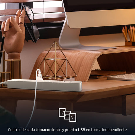 Regleta Inteligente Wi‑Fi Nexxt Solutions NHP‑E610 – 4 Tomas + 4 Puertos USB – 1875W – Compatible Alexa/Google