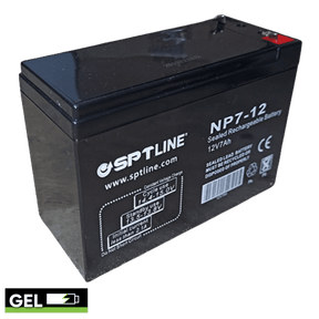 Batería SPTLINE BAT712, 12V / 7Ah, gel sellada, chip de protección