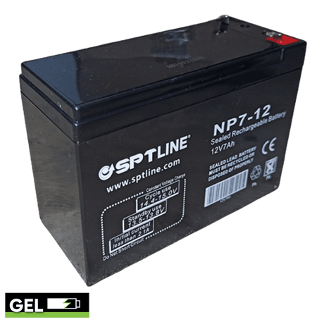 Batería SPTLINE BAT712, 12V / 7Ah, gel sellada, chip de protección